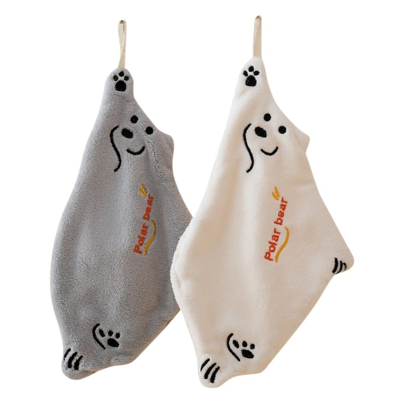 Ins Style Polar Bear Hangable Hand Towel Cartoon Cute Water Absorbent Quick-drying Children's Toilet Bear Hand Towel