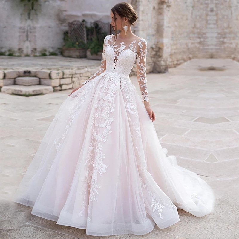 Cross-Border Wedding Dress Forest Style 2025 New Bride Simple Round Neck Large Backless Fluffy Large Tail Soft Gauze Slimming Look