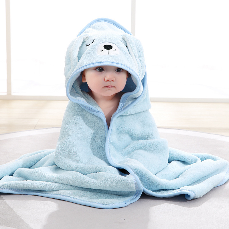Picture of Coral Velvet Blanket, Kidsren's Cloak Bath Towel, Absorbent Bath Towel, Baby Cartoon Wrap Towel, Storable Coral Velvet Wrap Towel