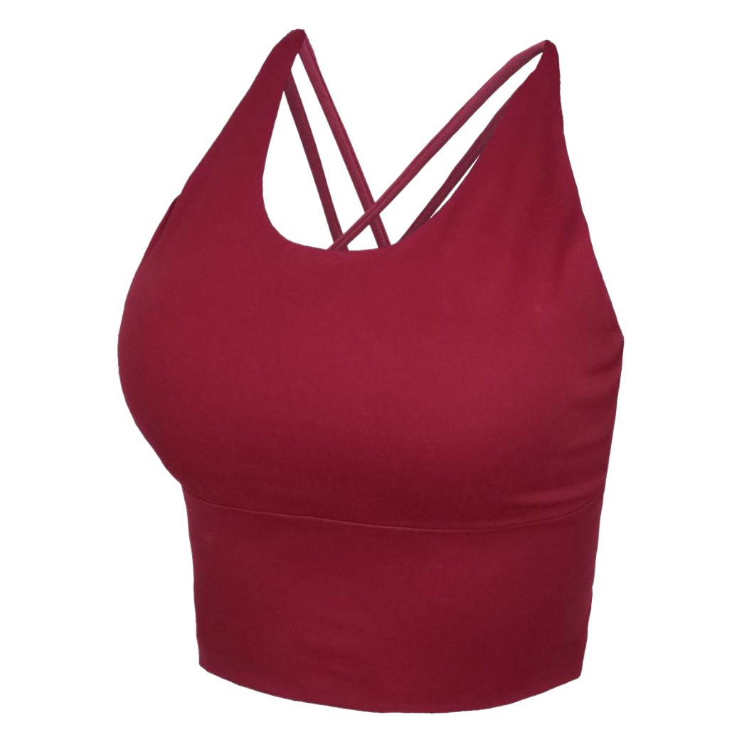 Lulu Sports Bra Beautiful Back Yoga Vest Fitness Vest Mid-Length Brushed Nude Removable Chest Pad Top