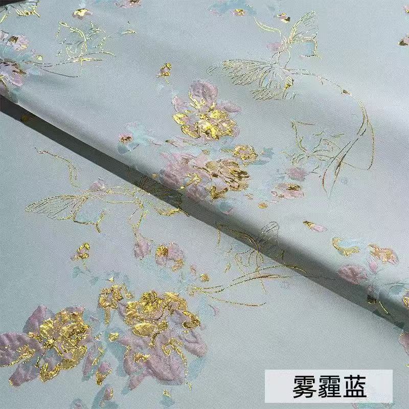 Picture of New Chinese Fabric Woven Gold Imitation Song Brocade Hanfu Gold Silk Butterfly Clothing Fabric Vest Top Dark Pattern Jacquard Tang Suit