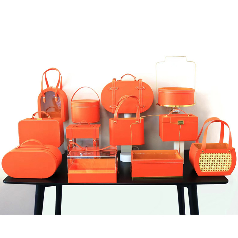 Wholesale customized orange series leather gift box business gift Enterprise return gift practical gift birthday gift