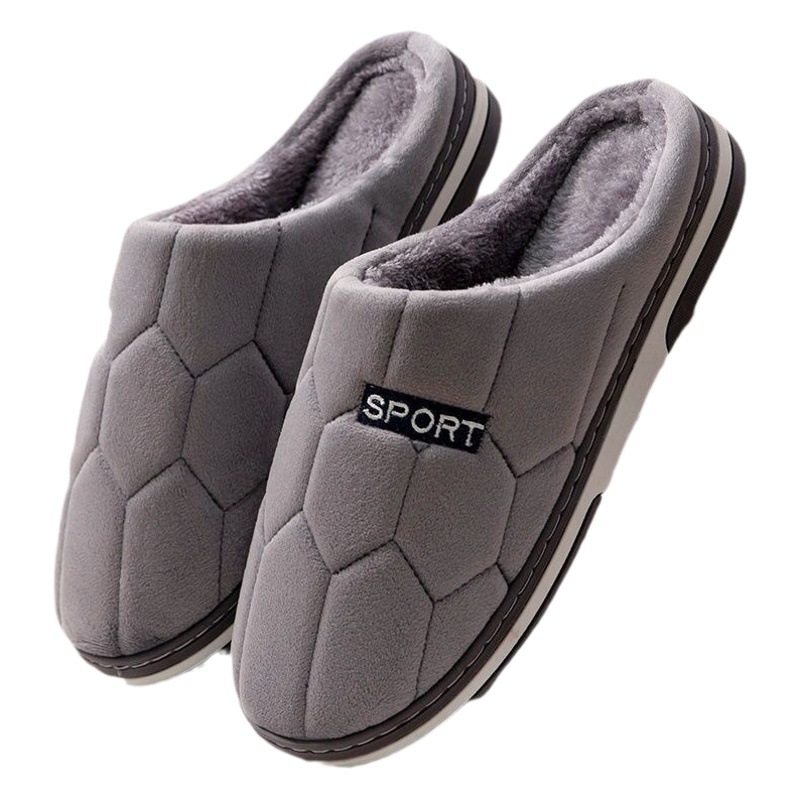 Autumn and Winter Home Cotton Slippers for Men, Indoor Warm Non-Slip Soft-Soled Slippers, Thickened for Warmth in Winter