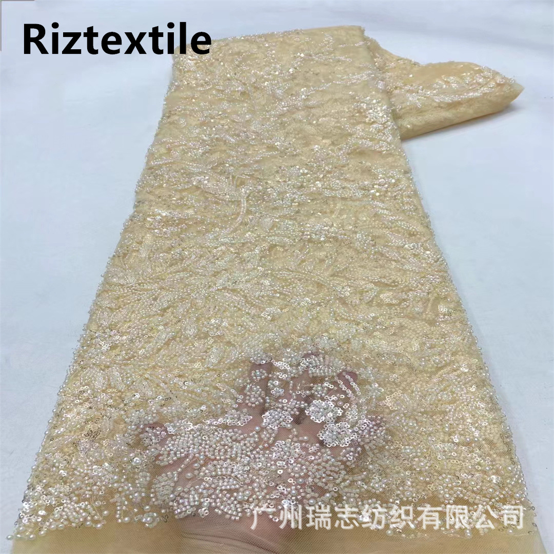 Picture of Wedding dress three-dimensional beads embroidered sequins embroidered lace lace fabric Embroidery beaded lace