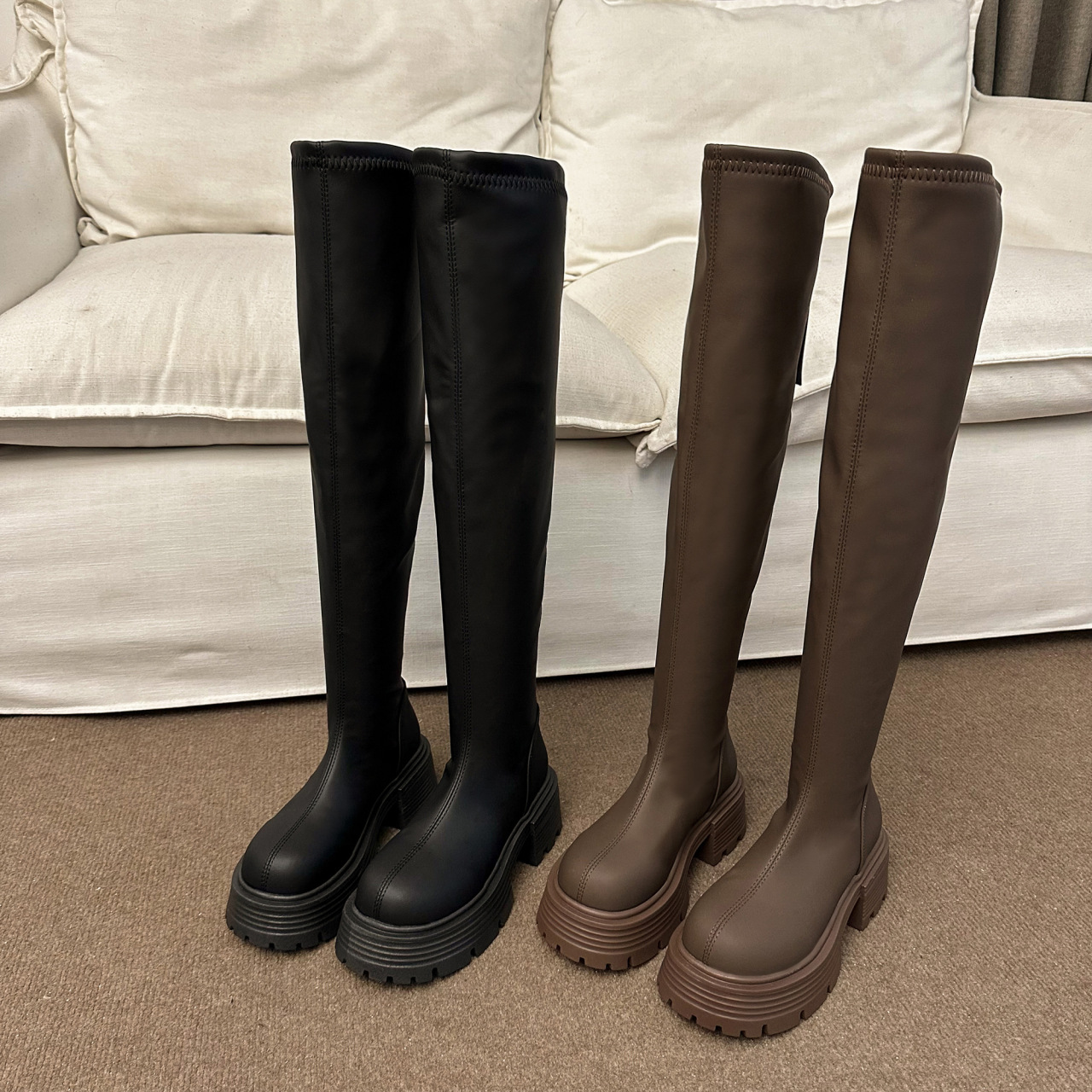 Knight Boots 2024 Thick Heel Over-the-knee Thin Boots New Style All-match Thick Bottom Boots Women's Autumn and Winter Women's Boots