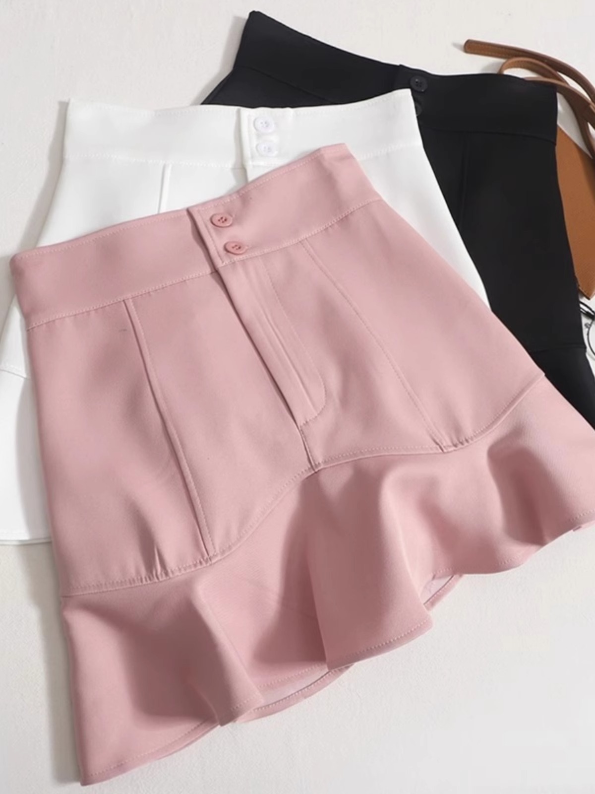 Skirt Women's Spring Lotus-Edge Fishtail Skirt 2024 New High Waist Covering Cross-Hip Umbrella Skirt A- Line Slimming Skirt