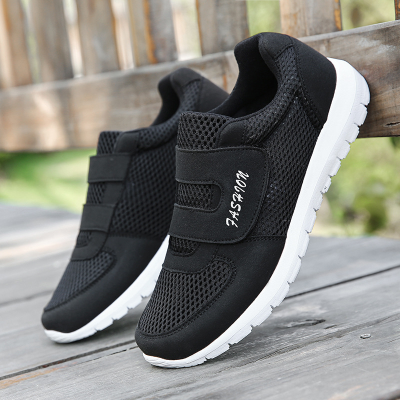 Middle-aged and elderly walking shoes men's shoes morning exercise square dance sports running shoes women's safety outside wear net shoes a generation of hair