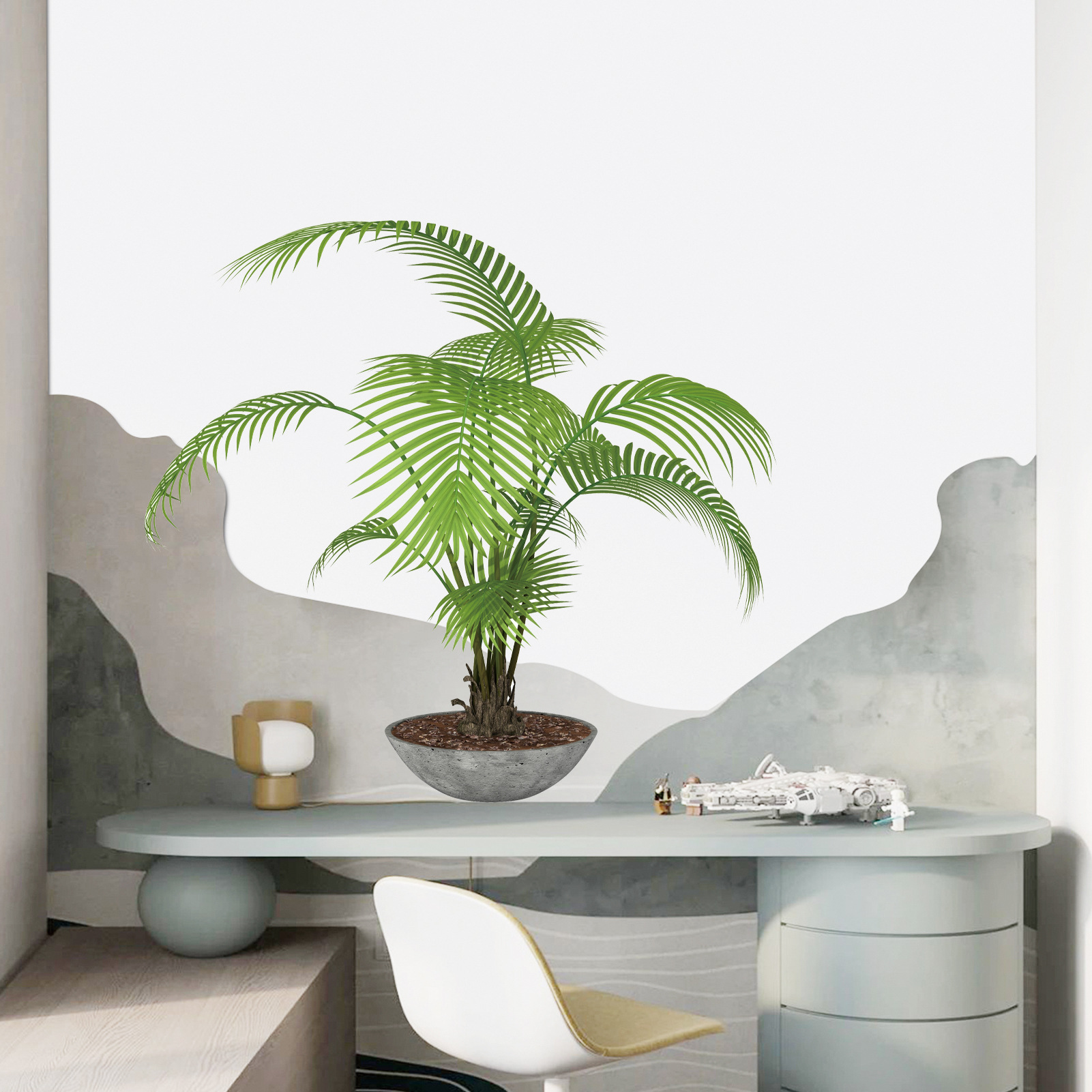 Ms-G007 Tropical Green Plant Potted Living Room Bedroom Entrance Home Decoration Wall Sticker Creative Green Plant Wall Sticker