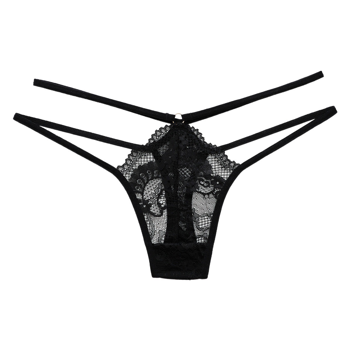 Cross-border European and American lace underwear women's sexy temptation thong thin belt T-pants girls low waist T-back 224
