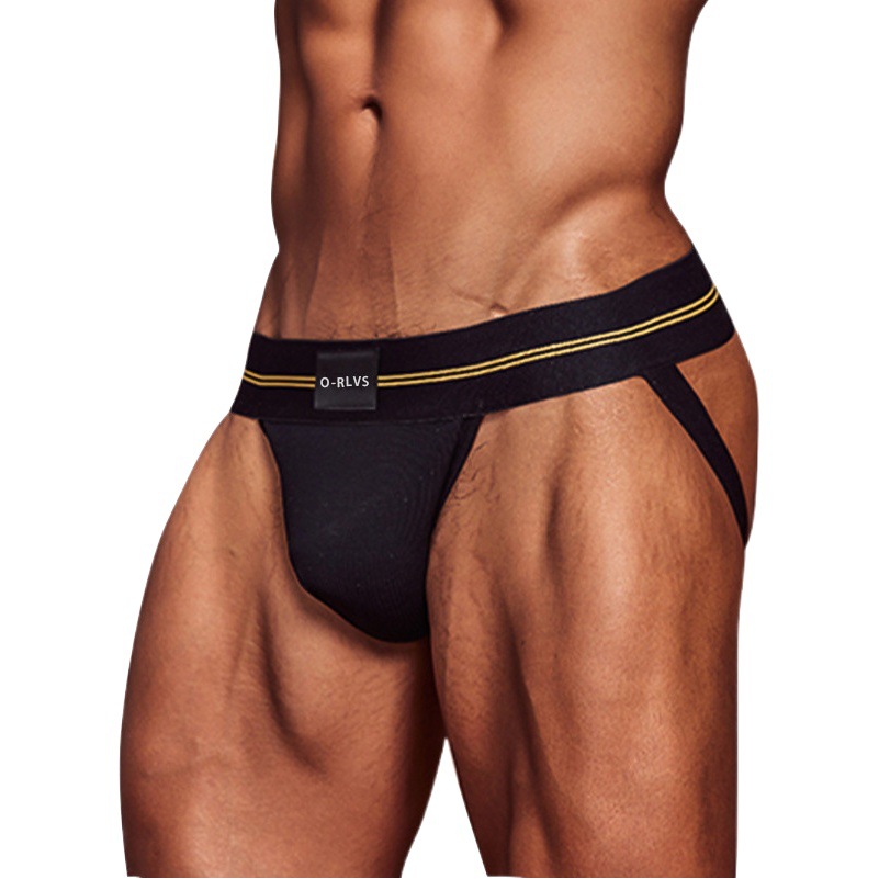 ORLVS Men's Modal Double Ding Underwear Personalized Hip Lifting Trend Bikini Solid Color Low Waist T Pants for Men OR6108
