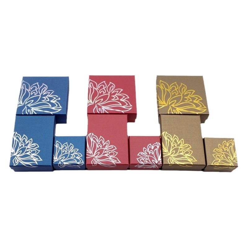 In stock Lotus lid paper jewelry box ring pendant suit gift box packaging box jewelry gift box