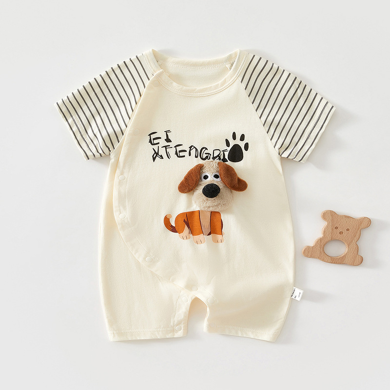 Picture of Baby's jumpsuit summer thin cotton newborn clothes for boys and girls baby super cute climbing clothes cute short sleeve ha clothes
