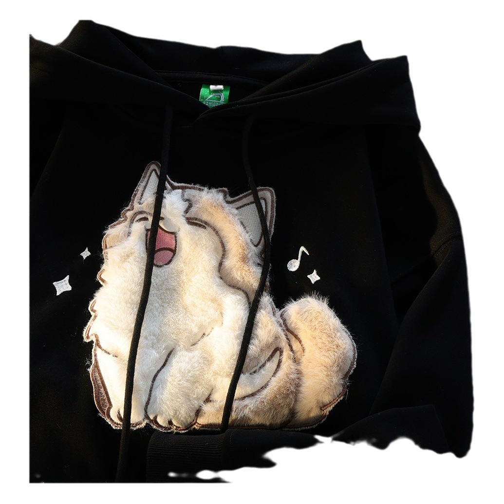 2025 New Cartoon Embroidered Hooded Sweatshirt Women's Spring and Autumn Loose oversize Elegant All-match Top Trendy for Couple