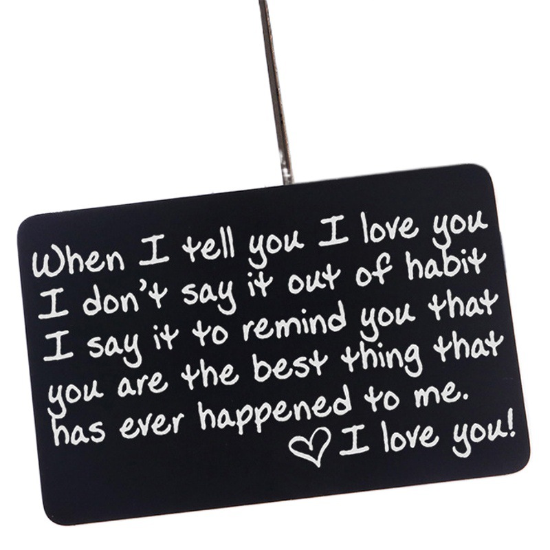 Foreign trade new jewelry wallet card I LOVE YOU black steel stainless steel greeting card engraved