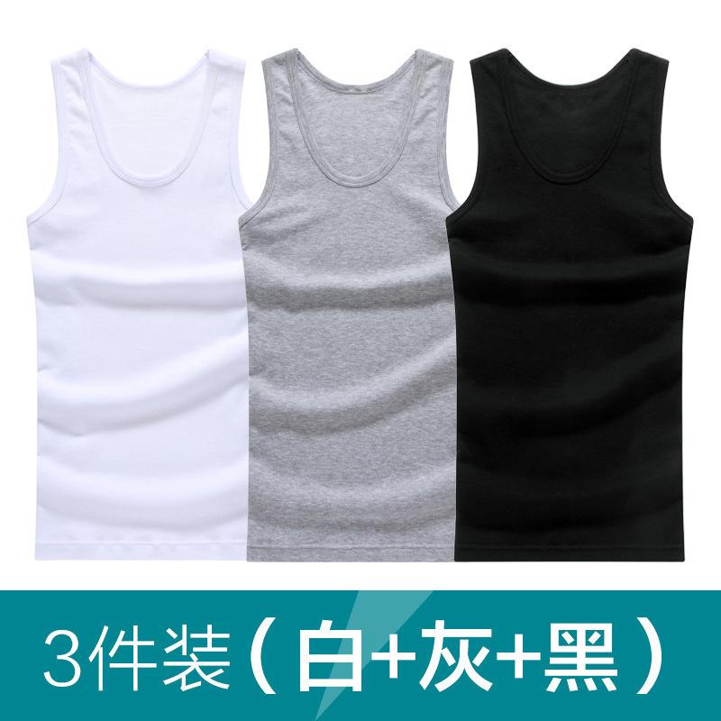 Picture of 3-piece Men's vest cotton base sports tight cotton solid color slim round neck spring and summer tide a generation of hair