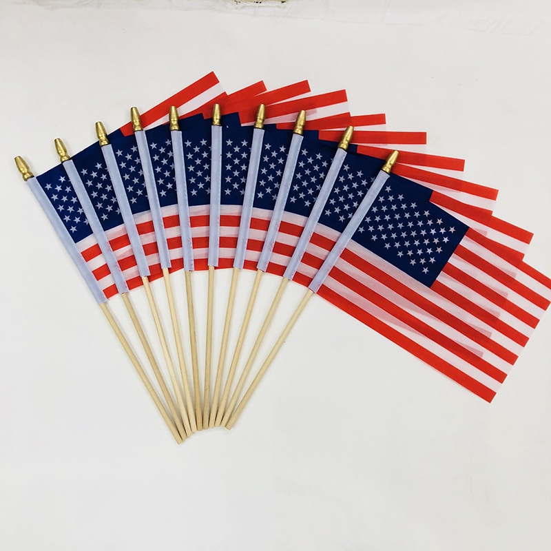 Amazon cross-border source supply wooden flagpole U.S. wooden hand flag 14x 21cm U.S. hand flag