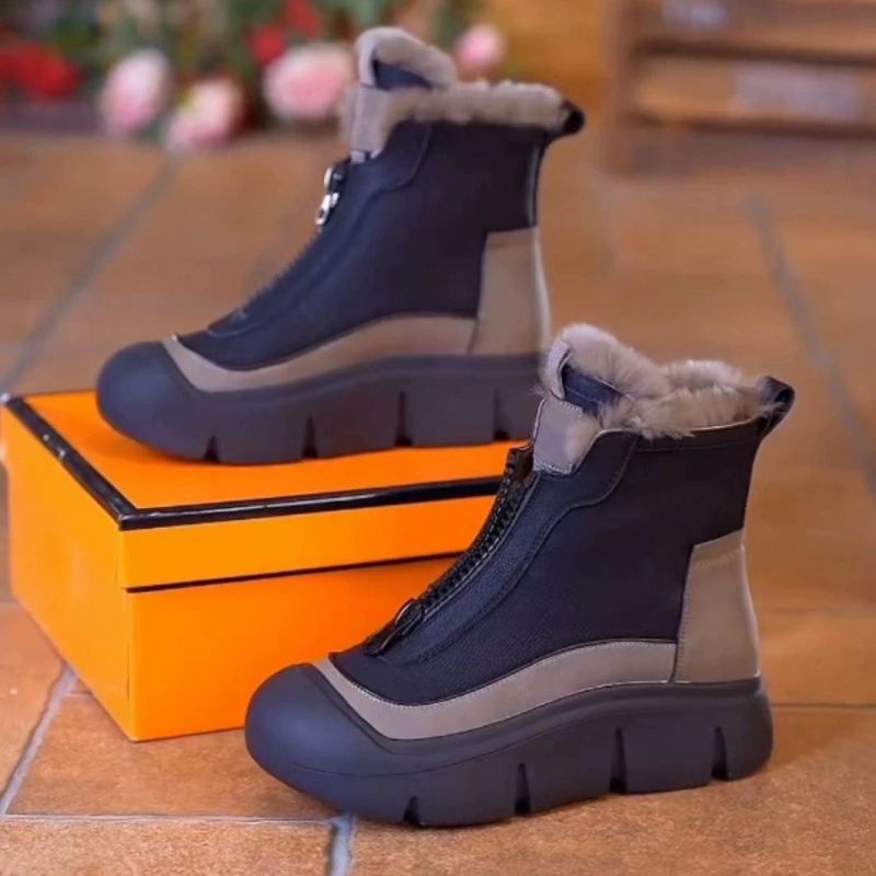 Women's Snow Boots 2025 Autumn and Winter New Style Fleece-Lined and Thickeneded Versatile Thick Sole Increased Non-Slip Warm Cotton Shoes Short Boots