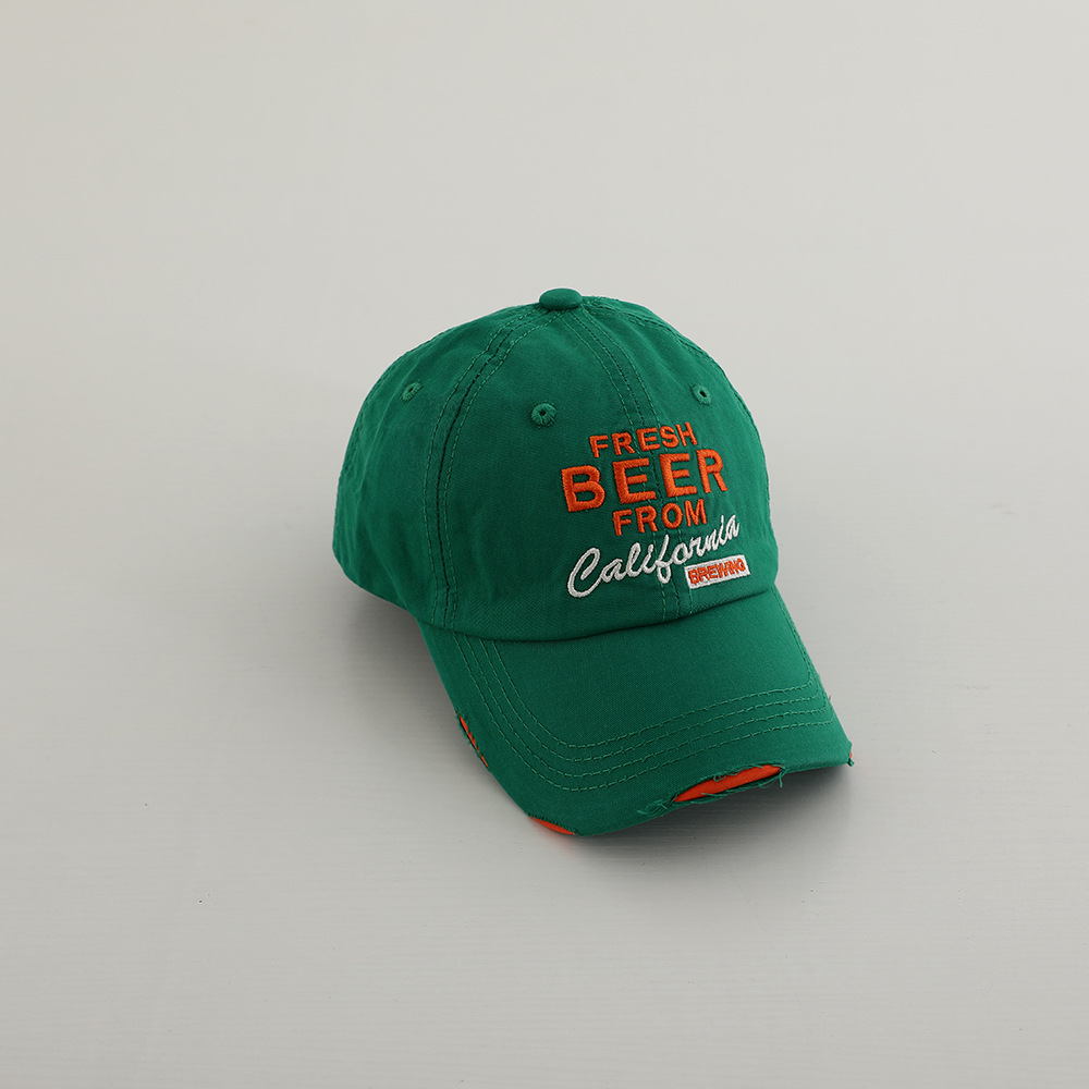 Picture of Niche Trendy Brand Old Hole Kidsren's Baseball Cap Korean Style Street Retro Color Versatile Baby Letter Peaked Cap