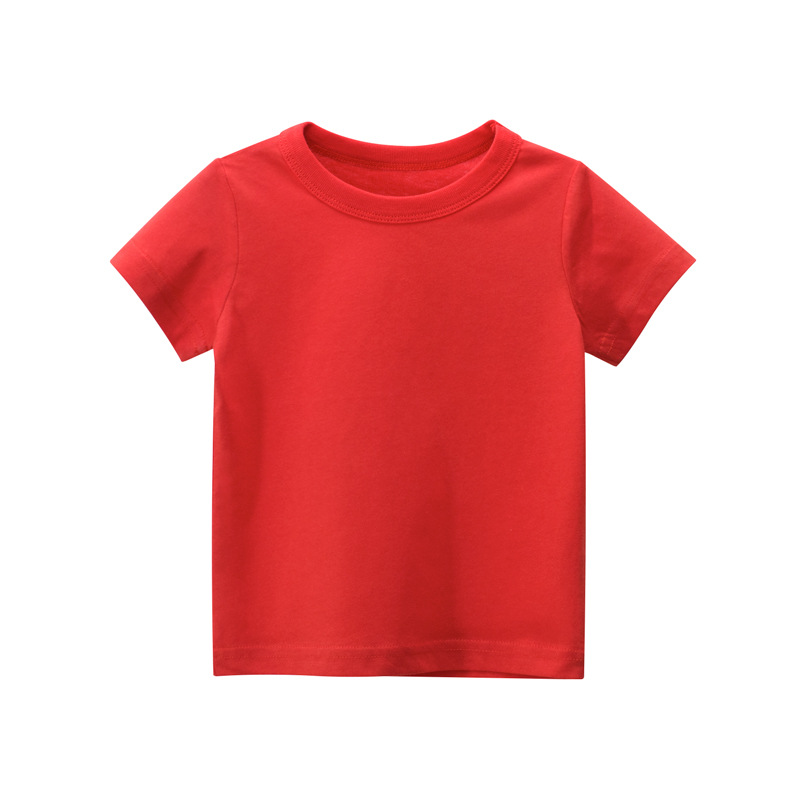 Picture of 27Kids Kidsren's Clothing Summer 2025 Kidsren's Short-Sleeved T-Shirt Advertising Shirt Korean Style Pure Color Unpatterned Kidsren's Clothing