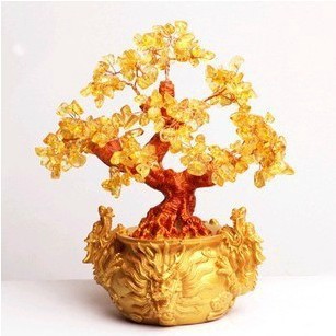 Picture of East China Sea Festival High Yellow Tree Three Dragon Crystal Tree Money Tree Money Tree Home Decoration Bring in Wealth and Treasure