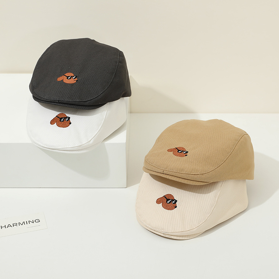 Picture of Glasses dog embroidered children's forward hat baby hat British spring and autumn boys and girls peaked cap cartoon children's fashion hat