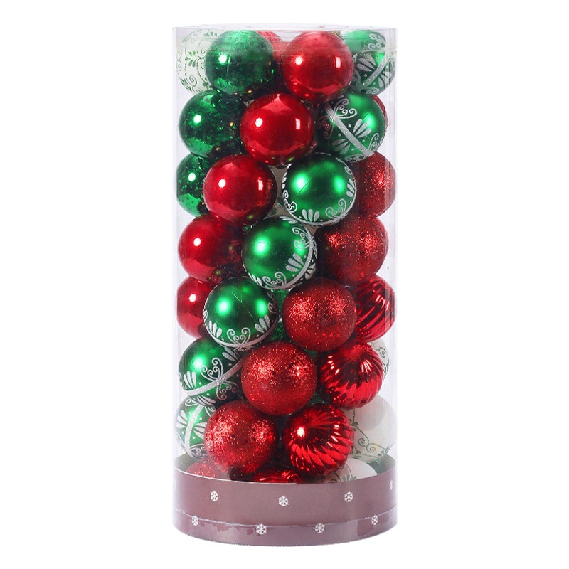 Cross-border New Christmas Decorations 6cm/50PCs Painted Christmas Ball Christmas Tree Pendant Set Gift Pack