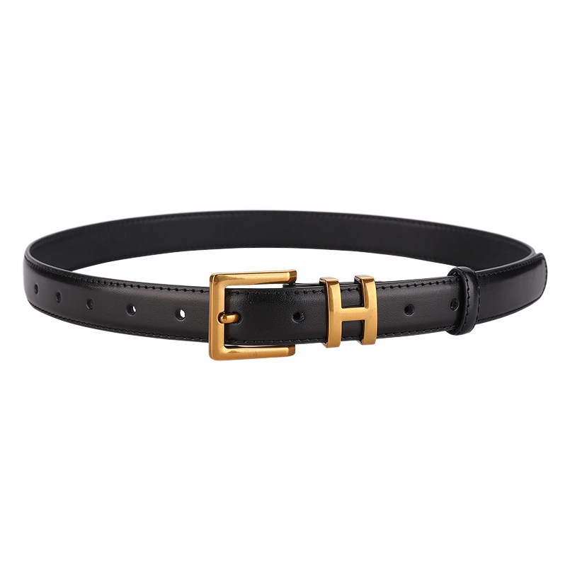 Belt Women's Genuine Leather Fashion All-match High-end Decorative Black Belt Fashionable Trendy ins Jeans Belt