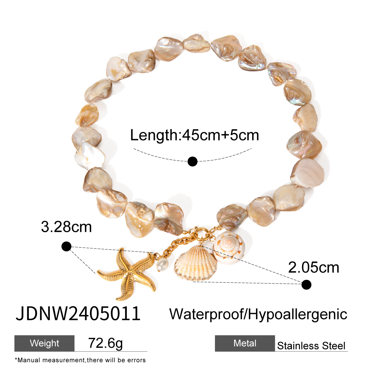 Picture of Jieding Ocean Series Stainless Steel Shell Necklace Starfish Bracelet Beach Style Summer Jewelry European and American Cross-border Jewelry