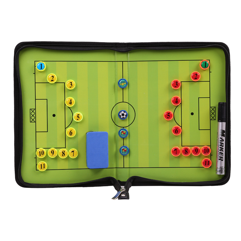 Picture of Two-fold zipper coach sand table tactical plate football basketball tactical board folding magnetic belt zipper PU leather