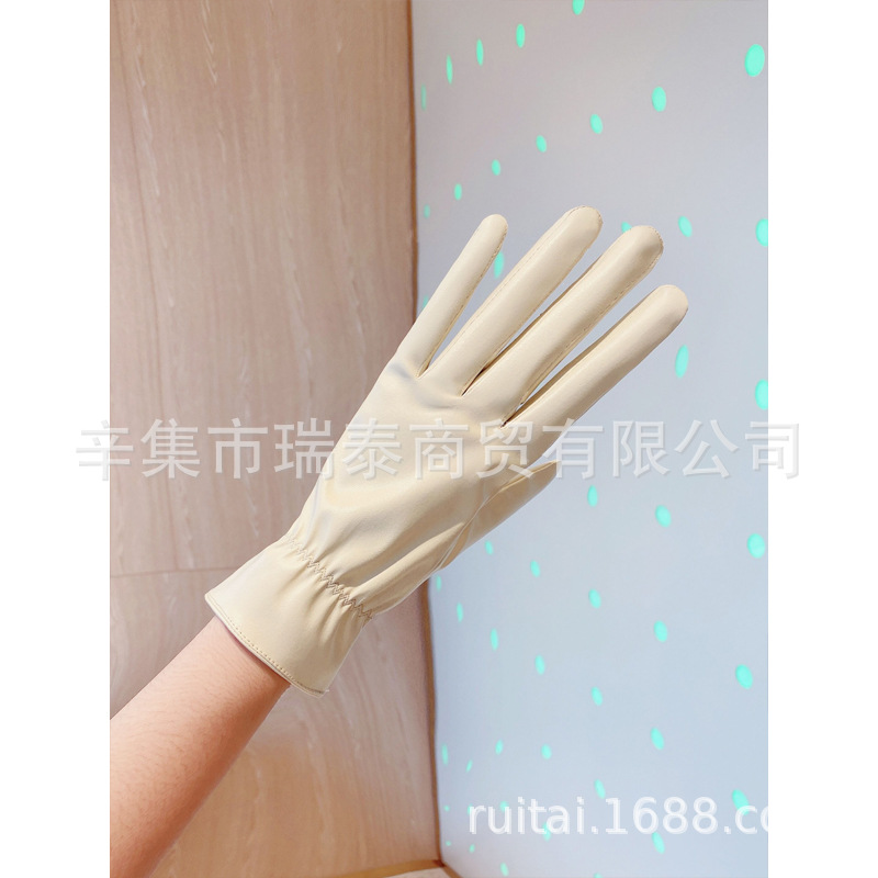 Picture of Leather gloves for women and men winter cycling driving fleece-lined thickened thin waterproof windproof touch screen winter riding motorcycle