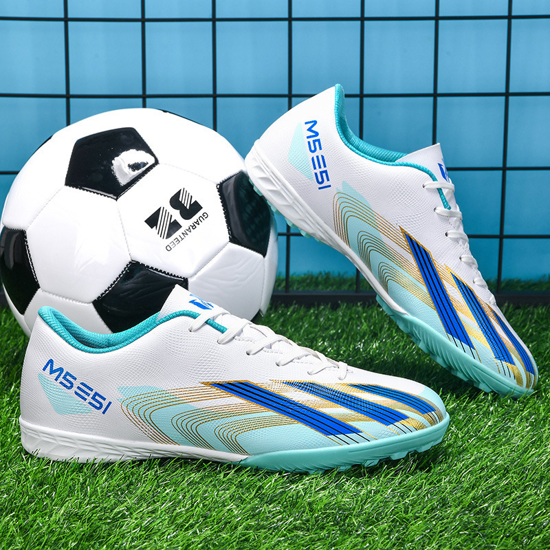 Children's Low-Top Ag Soccer Shoes with Long Studs and Broken Studs for Artificial Turf, Suitable for Futsal Training, with Flexible Bending Function