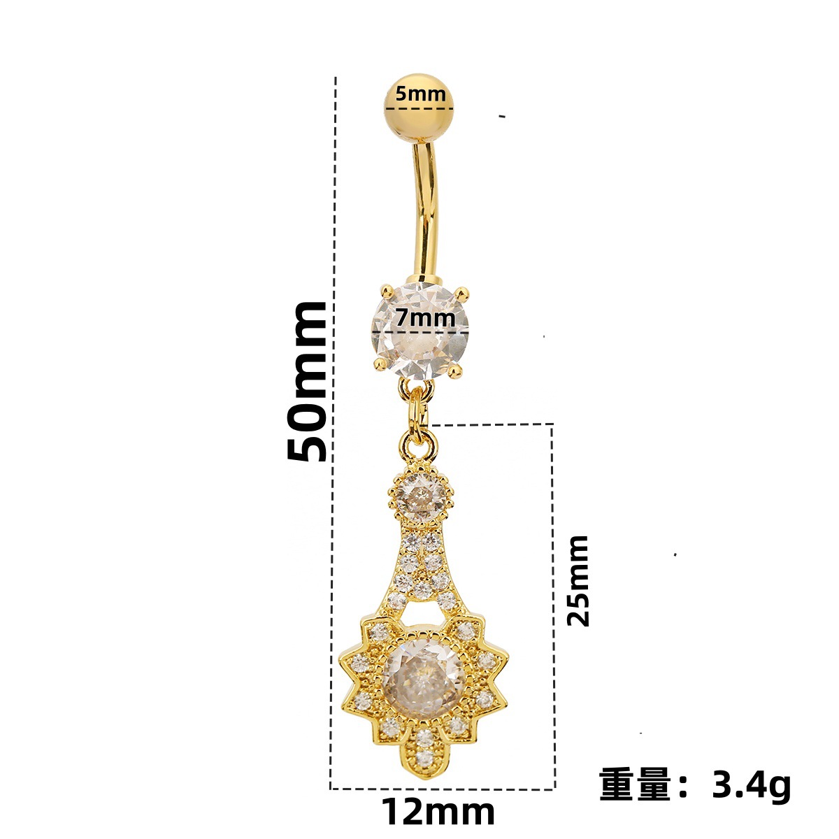 Picture of Cross-border new fashion wear belly button nail flower belly button ring puncture jewelry sunflower diamond personality belly button