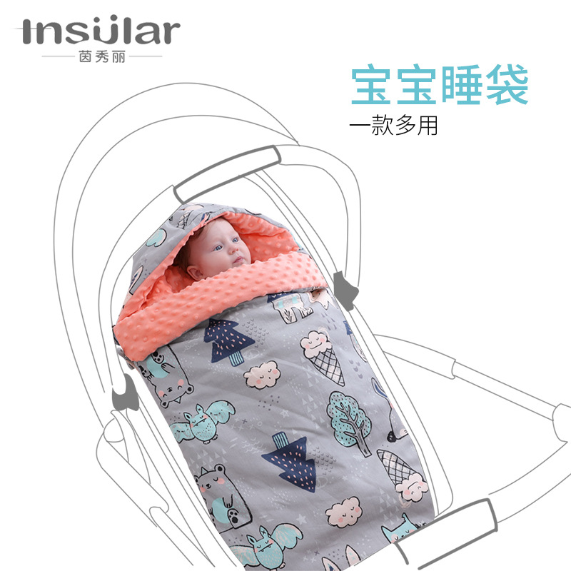 Picture of Baby Doudou Blanket Cotton Thickened Anti-startling Baby Sleeping Bag Autumn and Winter Dual-use Newborn Sleeping Bag Wholesale