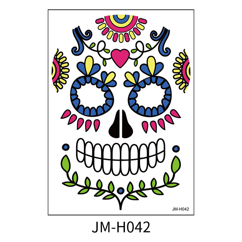 Picture of Cross-Border Waterproof and Sweat-Proof Day of the Dead Masquerade Funny Makeup Temporary Stickers Halloween Face Tattoo Stickers
