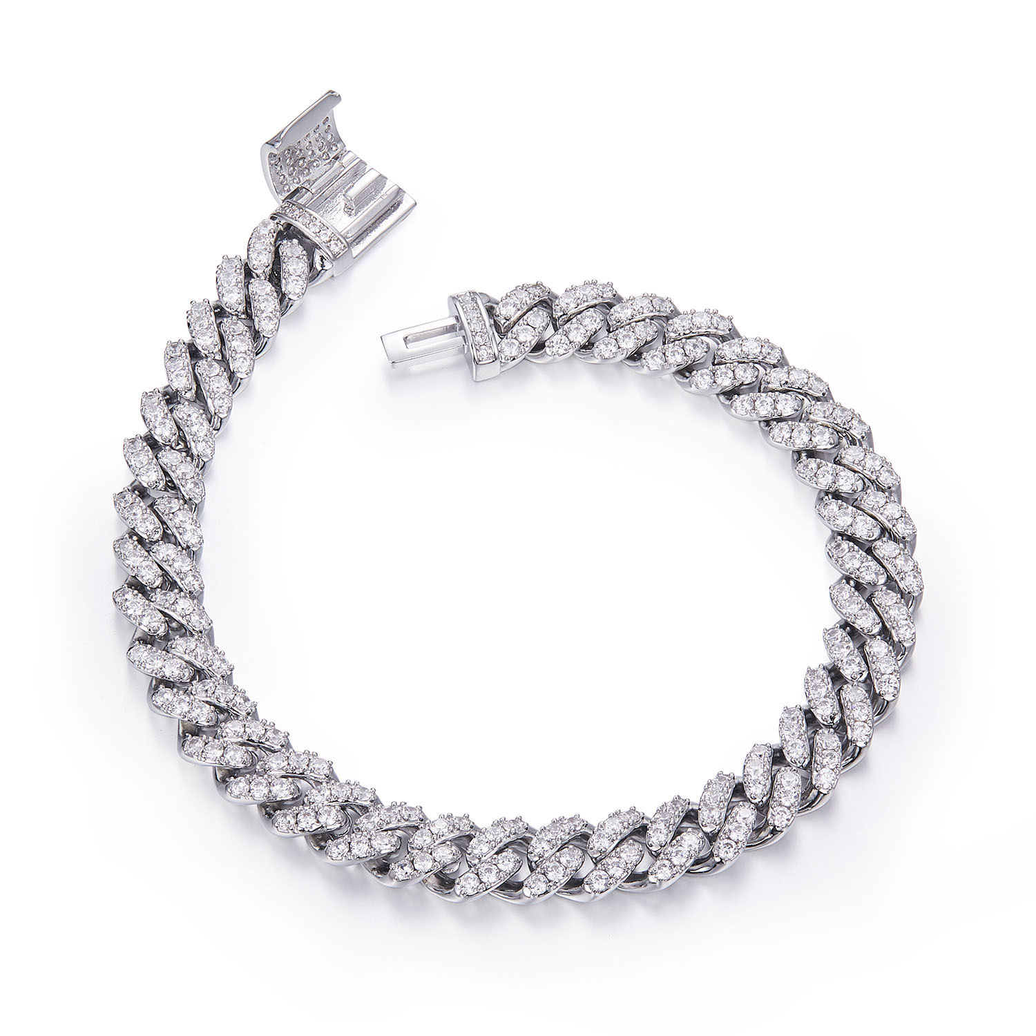 Picture of [Hip-Hop Impression Series Starry Brilliance] Classic S925 Silver Bracelet 8mm Moissanite Single Row Diamond Cuban Chain
