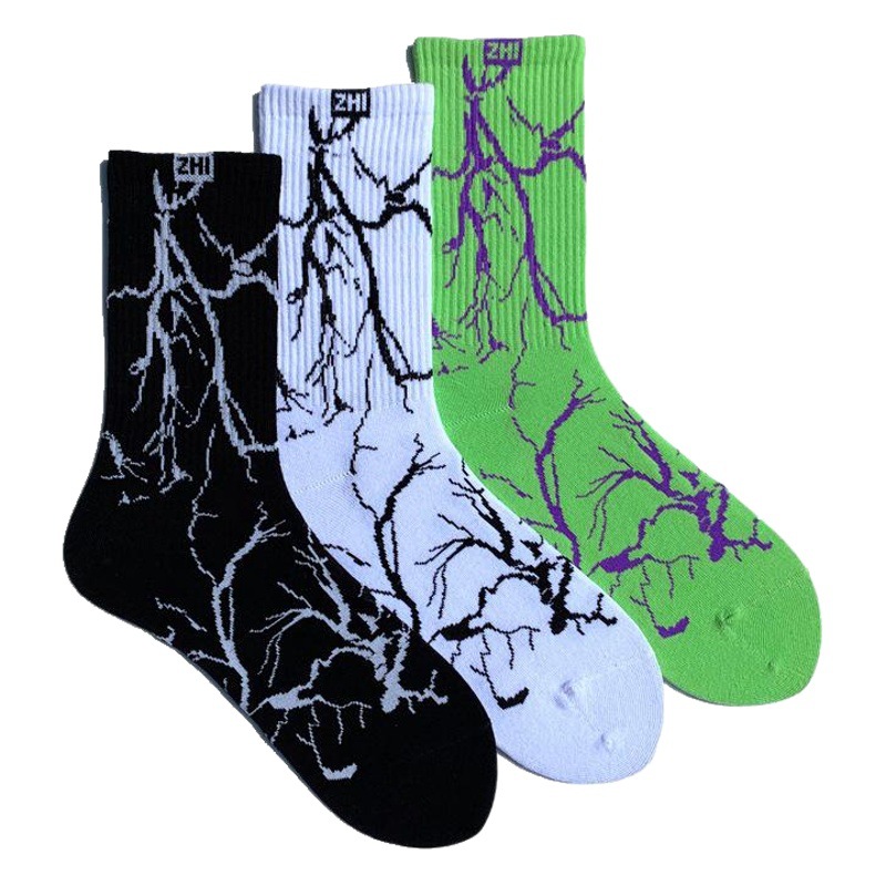 Korean Striped Color-Blocked Mid-Calf Couple Cotton Socks Hip-Hop Skateboarding Men and Women European and American Japanese Sports Socks Manufacturer Wholesale