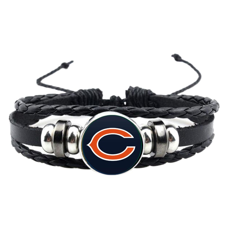 NFL32 Team Rugby Cowhide Bracelet Personalized Retro Woven Bracelet Multi-Layer Time Gem Bracelet