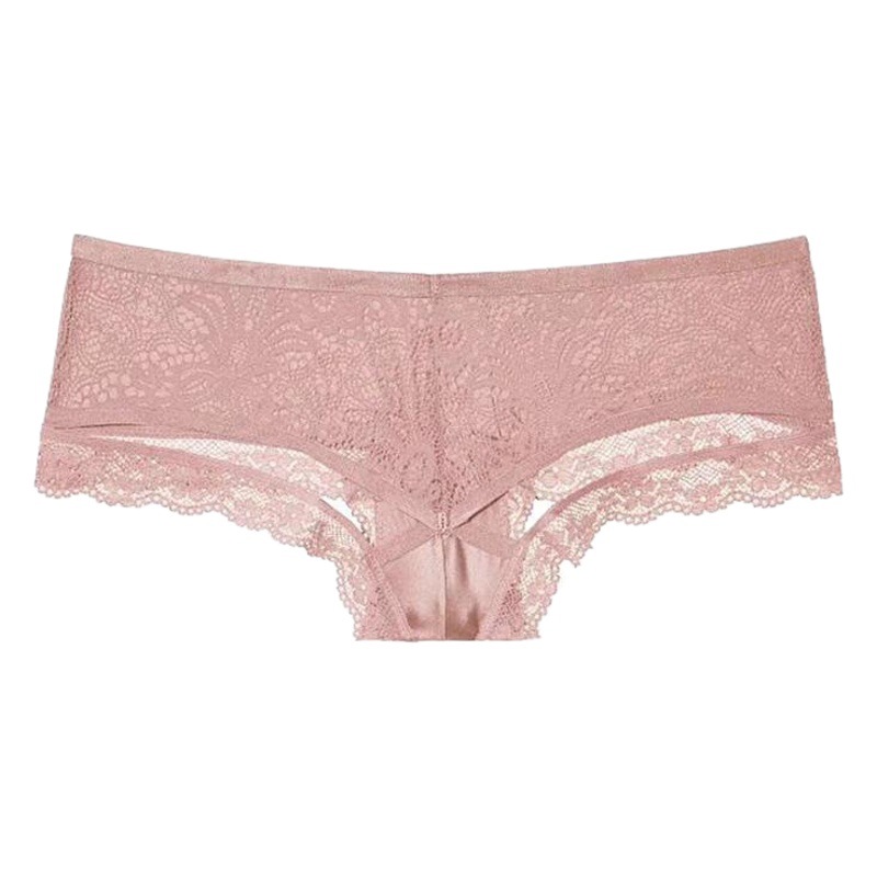 PINK Sexy Transparent Lace Cross Strap Sexy Hollow Milk Silk Ice Silk Women's Thong Underwear Panties