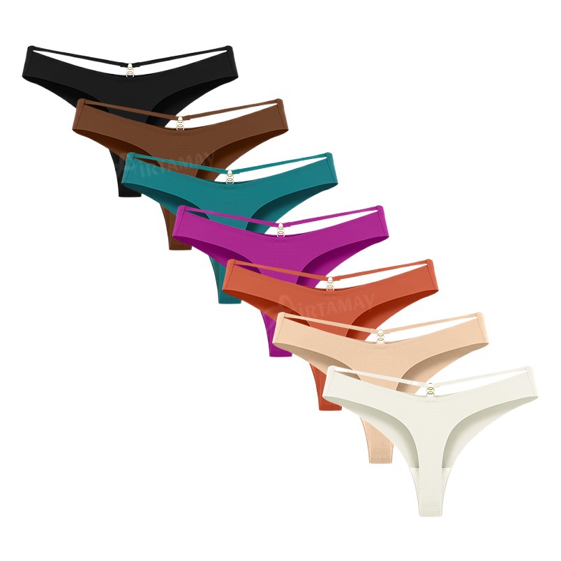 Sports Yoga Female Sexy Style Ice Silk Underwear Women's Low-Waist Seamless Underwear Cross-Border European and American Large Size T-Shaped T-Pants
