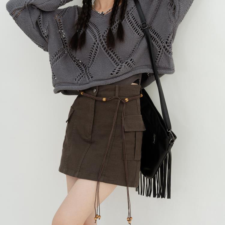 [free Belt] 2024 Autumn and Winter New Workwear Denim Short Skirt Women's High Waist Slim A-line Hot Girl Skirt