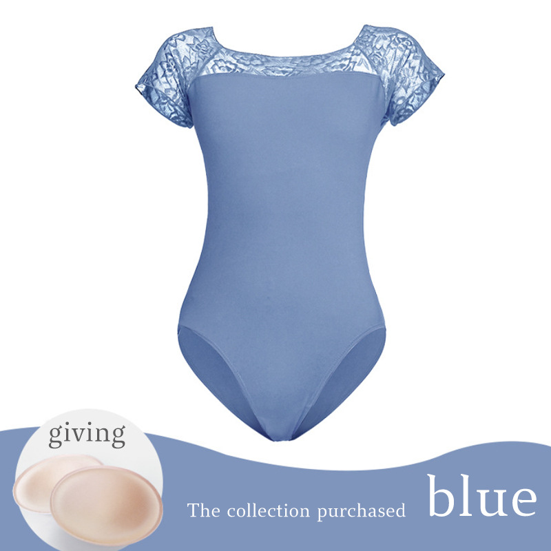 Picture of Adult Ballet Dance Costume Body Practice Clothes Lace Dance Short-sleeved Clothes Gymnastics Foundation Training Practice Clothes suit