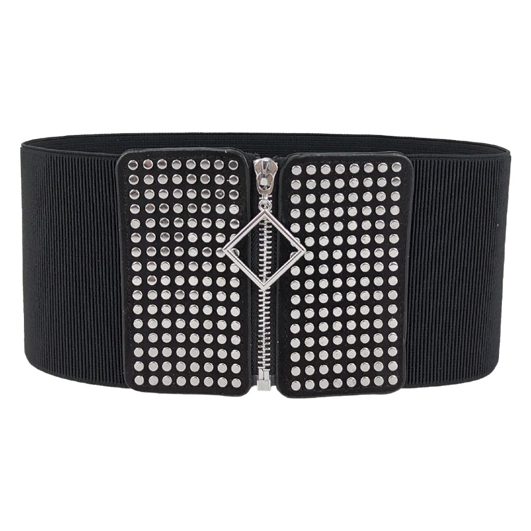Cross-border European and American-style elastic waist elastic wide belt fashion rivet decorative dress all-match coat wide belt