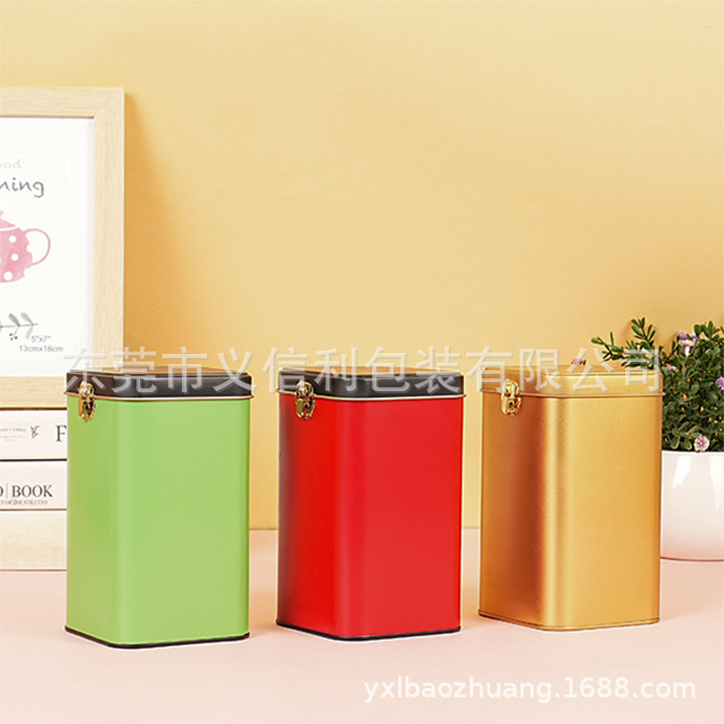 in stock Wholesale Tea Packaging Iron Can Square Flip Hinge Lock Frosted Iron Box Metal Packaging Iron Box