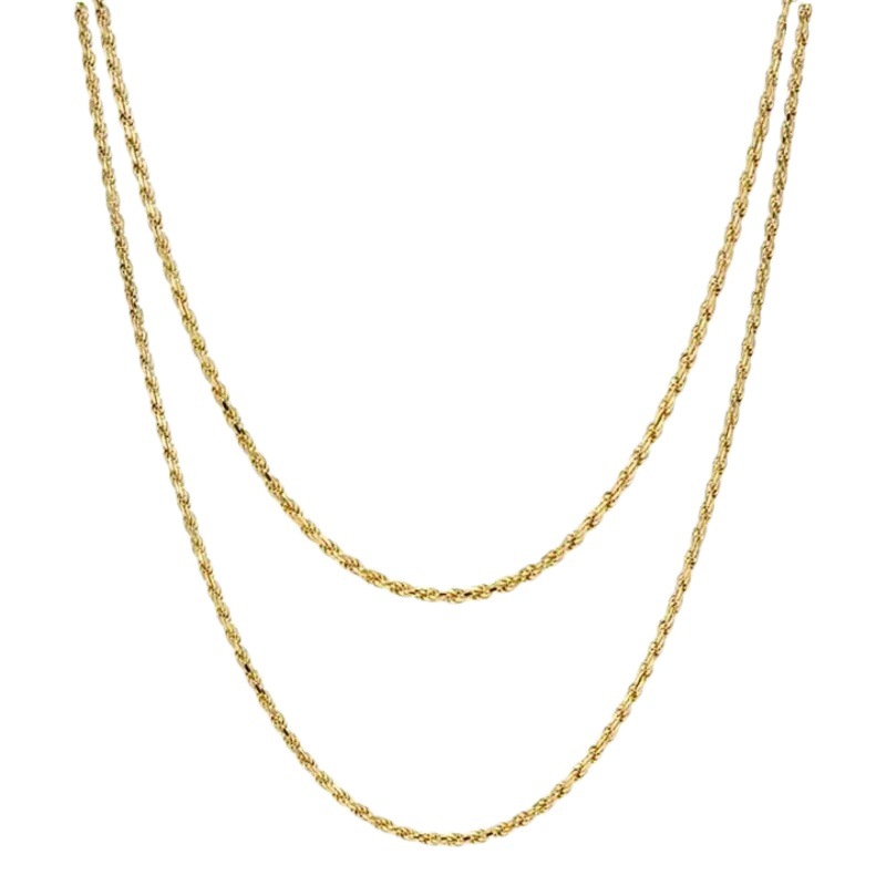 European and American Niche Simple Retro Double-layer Chain Necklace Titanium Steel All-match Golden Overlay Vintage Chain Clavicle Chain ins Style