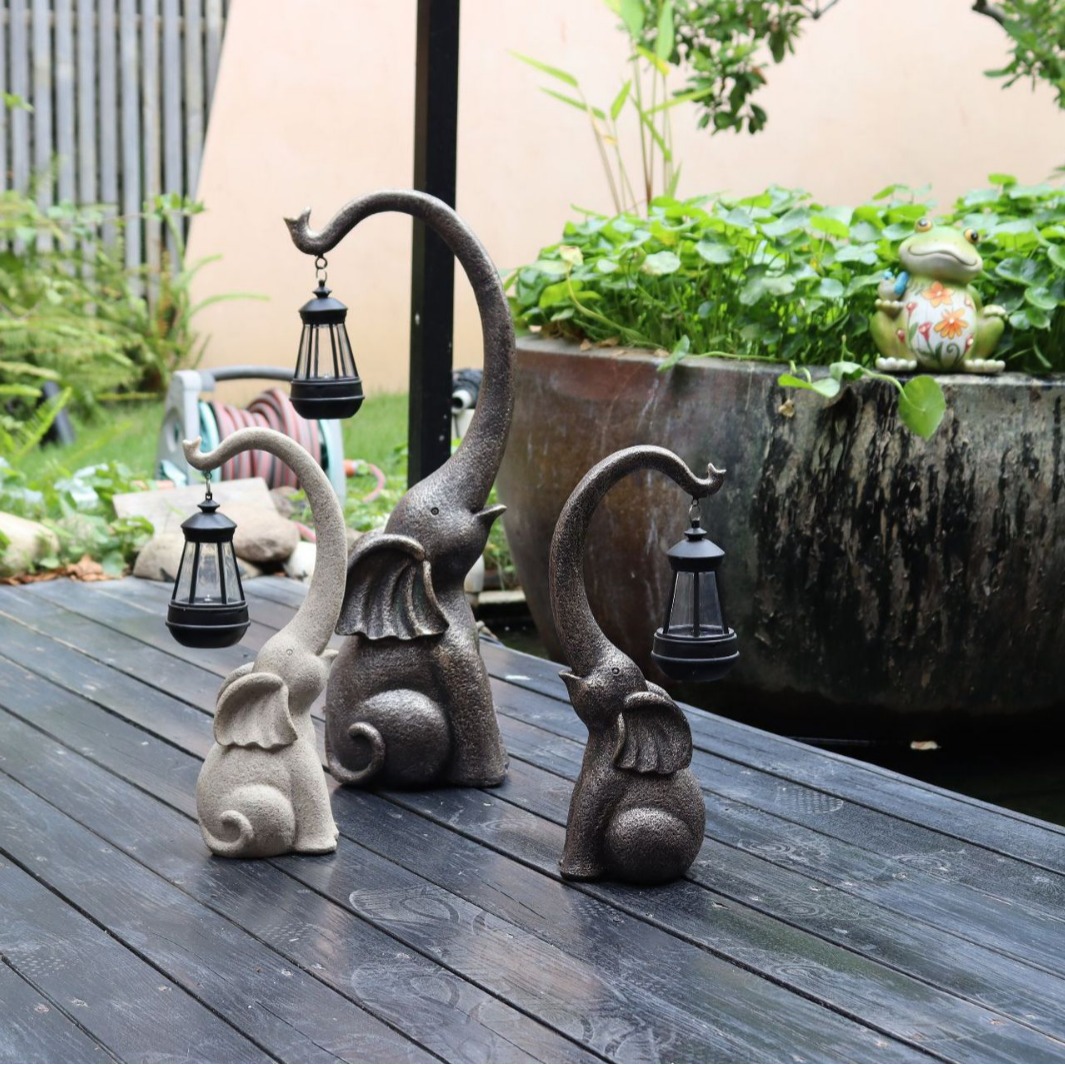 Picture of Simple Outdoor Garden Layout Auspicious Elephant Solar Light Decoration Ornaments Courtyard Landscape Home Accessories