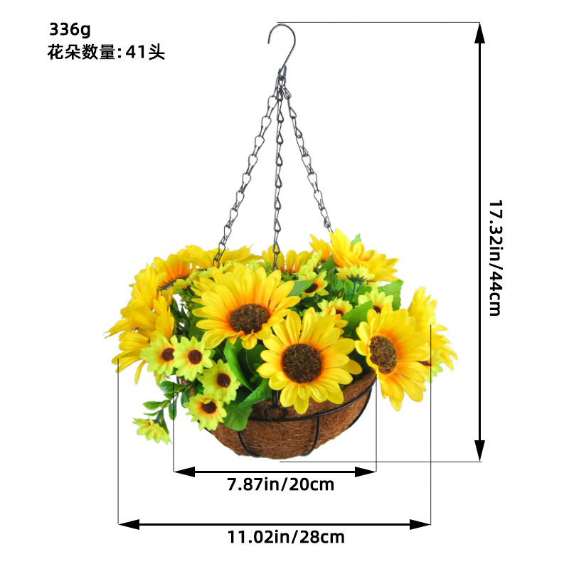 Picture of Hong Kong Love Spring Simulation Flower Hanging Basket Bow Hanging Basket Wreath Home Flower Iron Hanging Basin Decoration