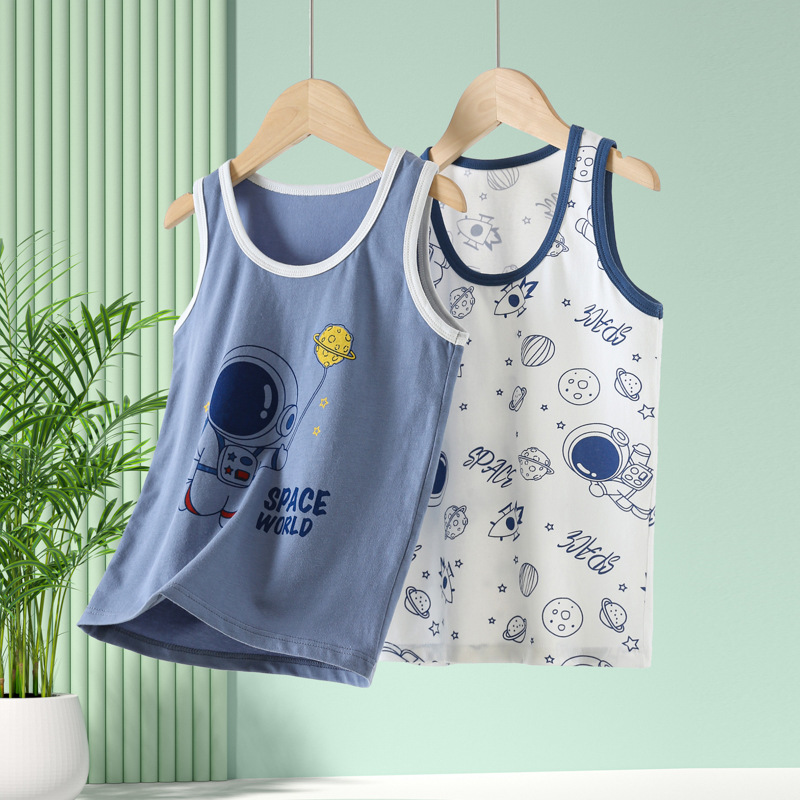 Summer New Children's Vest Pure Cotton Lycra Thin Top Boys' Girls' Baby Children's Wear Inner Base Vest