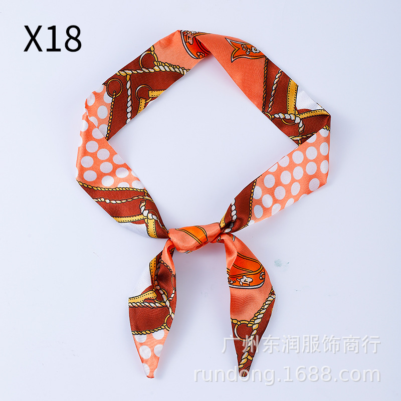 Picture of Silk Scarf Wholesale Long Beveled Small Silk Scarf Double-layer All-match Hair Belt Ribbon Decoration Tie Bag Hand Gift Box Silk Scarf