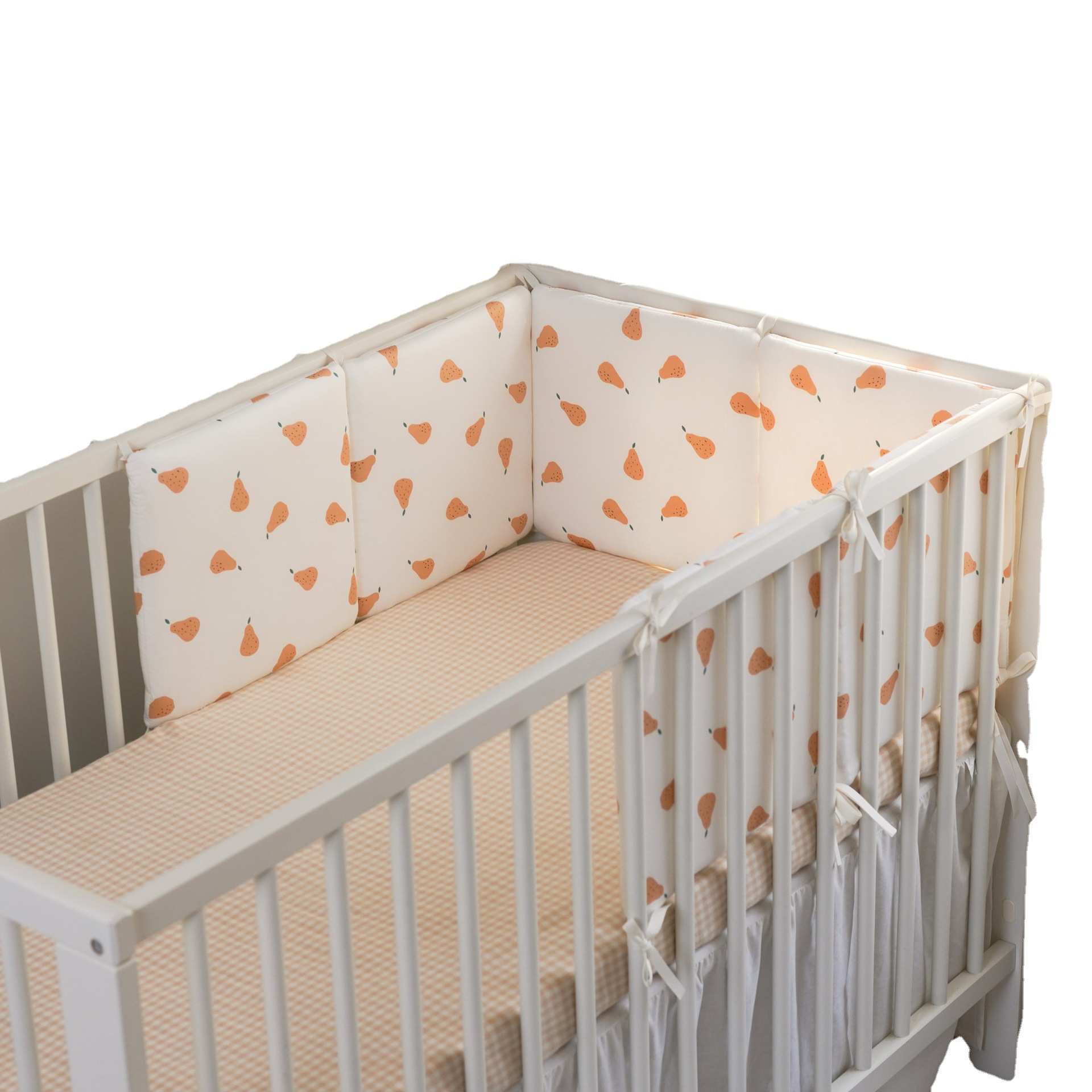 Picture of Baby bed circumference newborn bedding set pure cotton satin fence small pear 30*30*6 whole piece washing