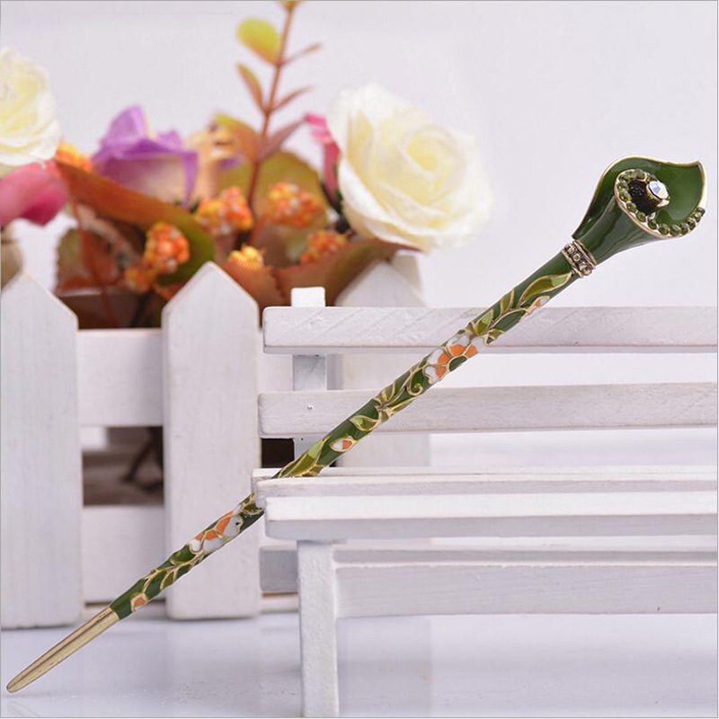 Picture of Chinese antique headdress hairpin cloisonne ladies hair clasp scenic explosion hair accessories wholesale